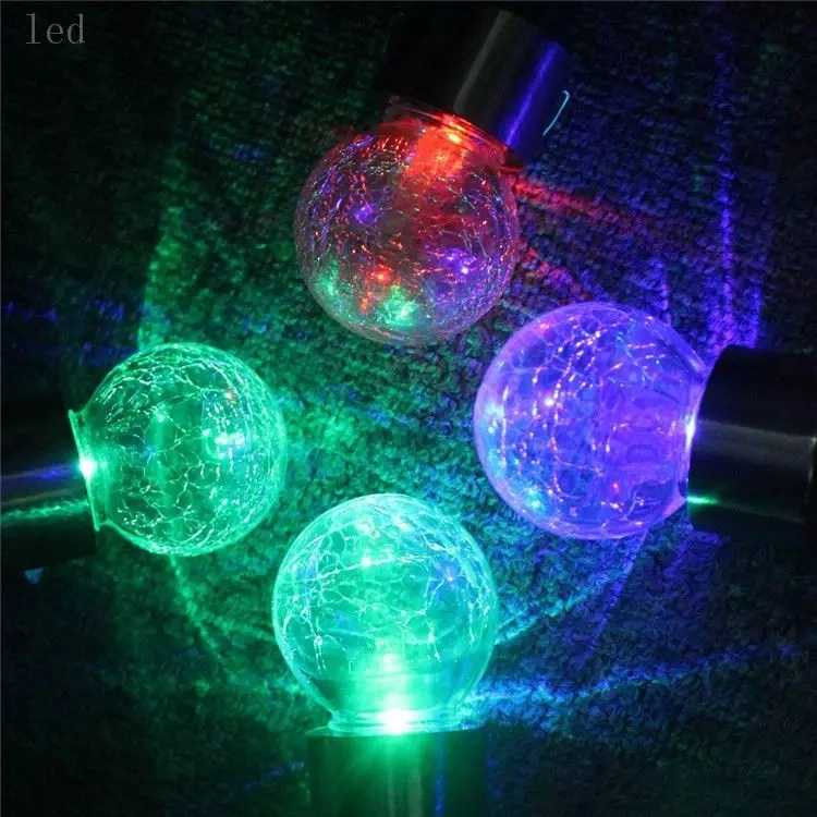 Factory Hot Sale Garden Home Outdoor Decoration Christmas Decorations Light Crackled Glass Ball Shape LED Solar Hanging Lights