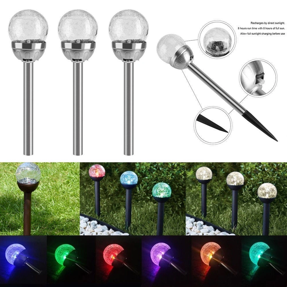 Cracked Glass Ball LED Color Changing Solar Lights Outdoor Solar Landscape Lights Solar Street Lights for Patio, Garden Bl18068