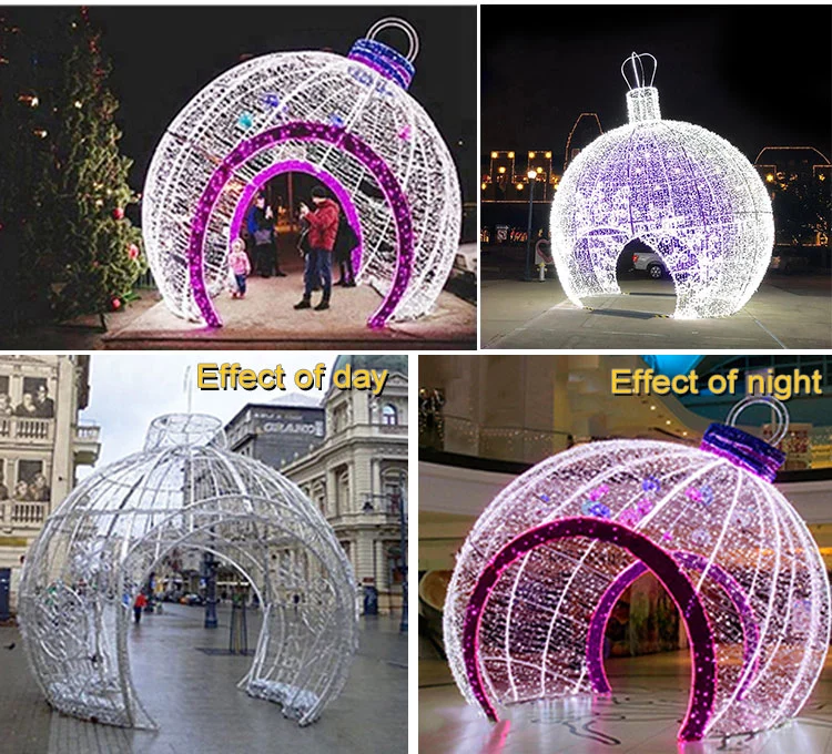 Man-Walk-Through Outdoor Street Decoration LED Giant 3D Arch Ball Shaped Motif Light