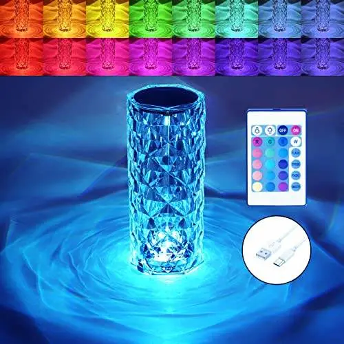 Touch RGB Helius 16 色が変化する充電式 LED クリスタル ベッドサイド ランプ